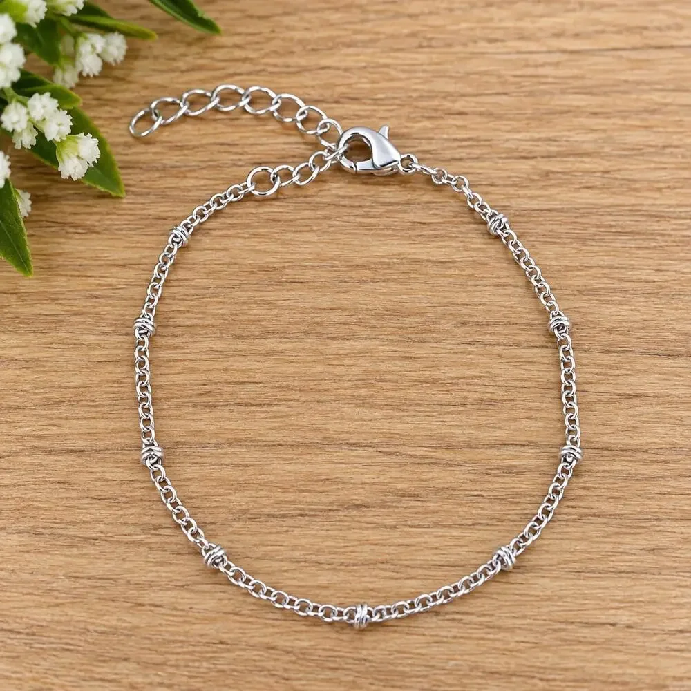 Silver Tone Adjustable Chain Bracelet with Lobster Clasp Minimalist Jewelry